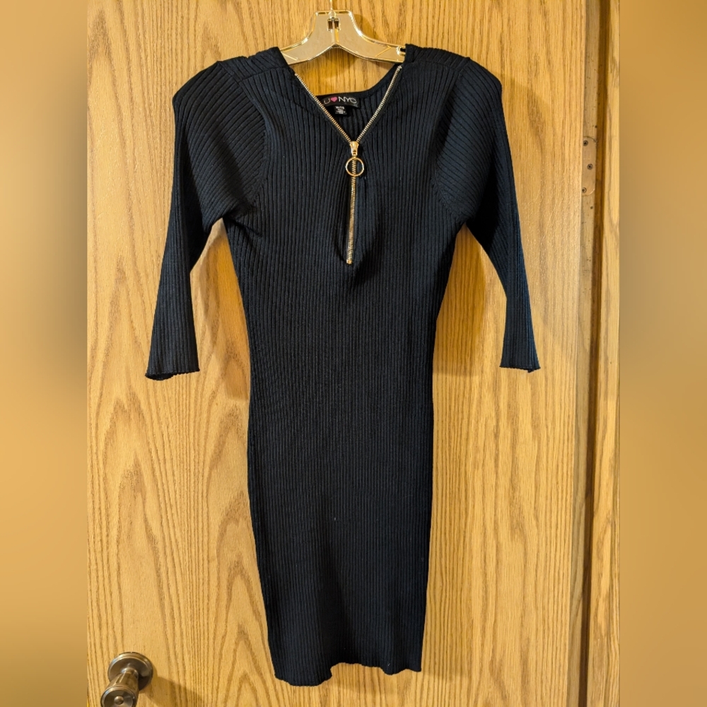 Black Knit Bodycon Long Sleeve Dress